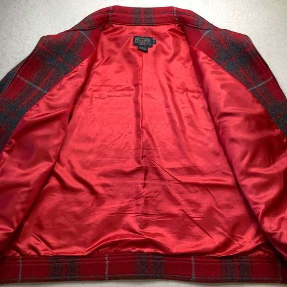 ❗️SOLD❗️Pendleton Crop Zip Wool Plaid Jacket XL Red Multi Plaid Lambs/Wool - Picture 6 of 8